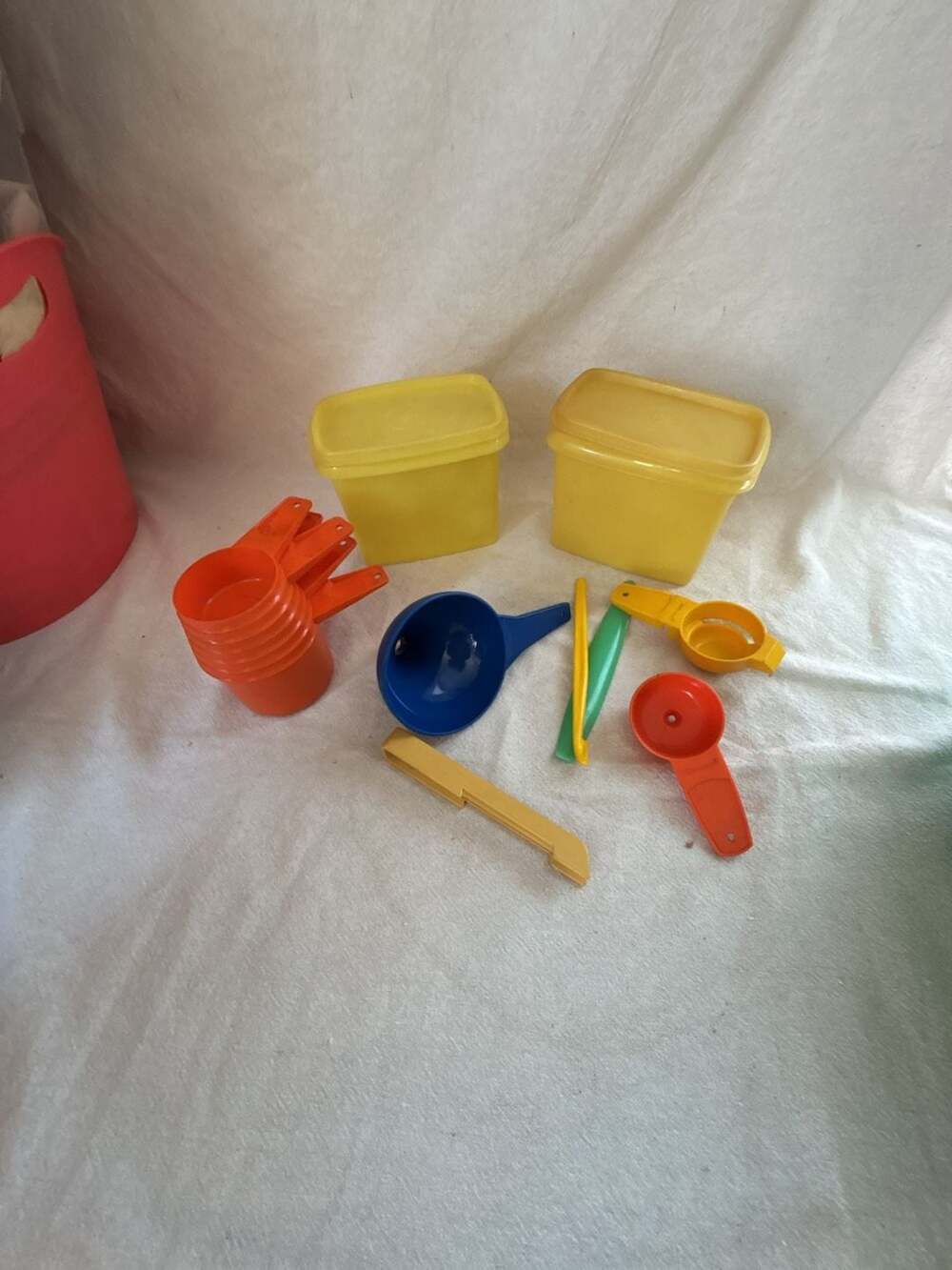 Vintage Tupperware Measuring Cups, Canisters, Funnel and Gadgets Lot